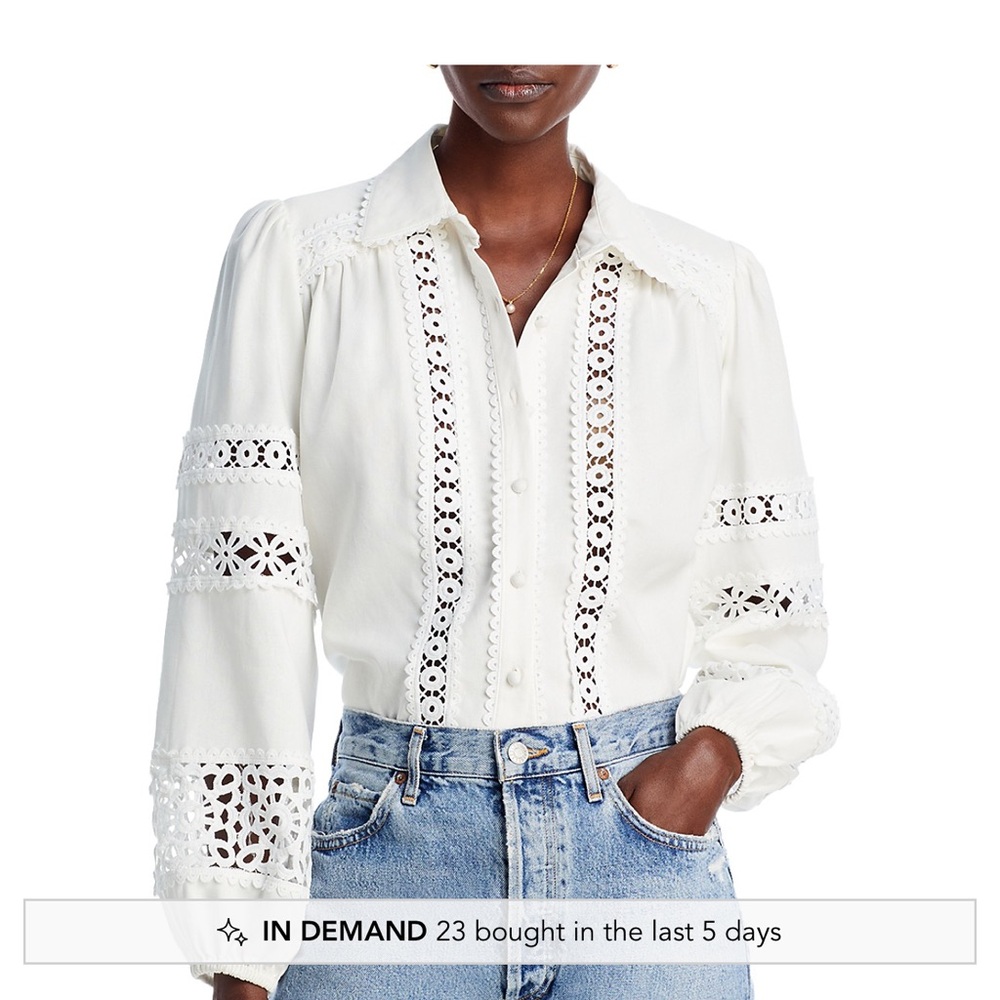 White Lace Detail Women's Top